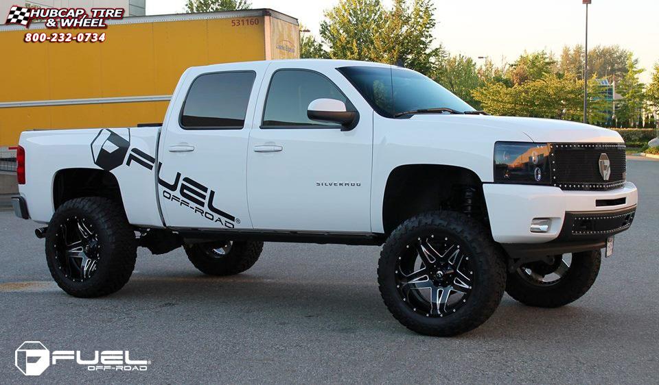 vehicle gallery/chevrolet silverado fuel full blown d254 0X0  Gloss Black & Milled wheels and rims